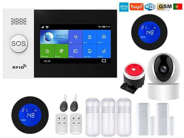 Alarme Tuya Casa GSM/WiFi Sem Fios Câmara Android/iOS PT (NOVO)