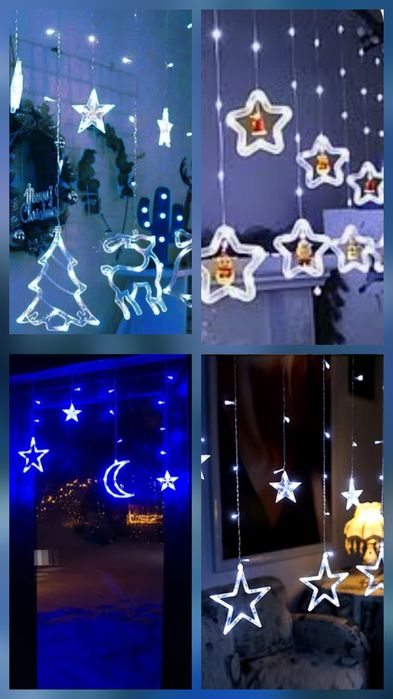 Гірлянди штори, музичні ,фігурки ,дерево , проектор новорічний декор .