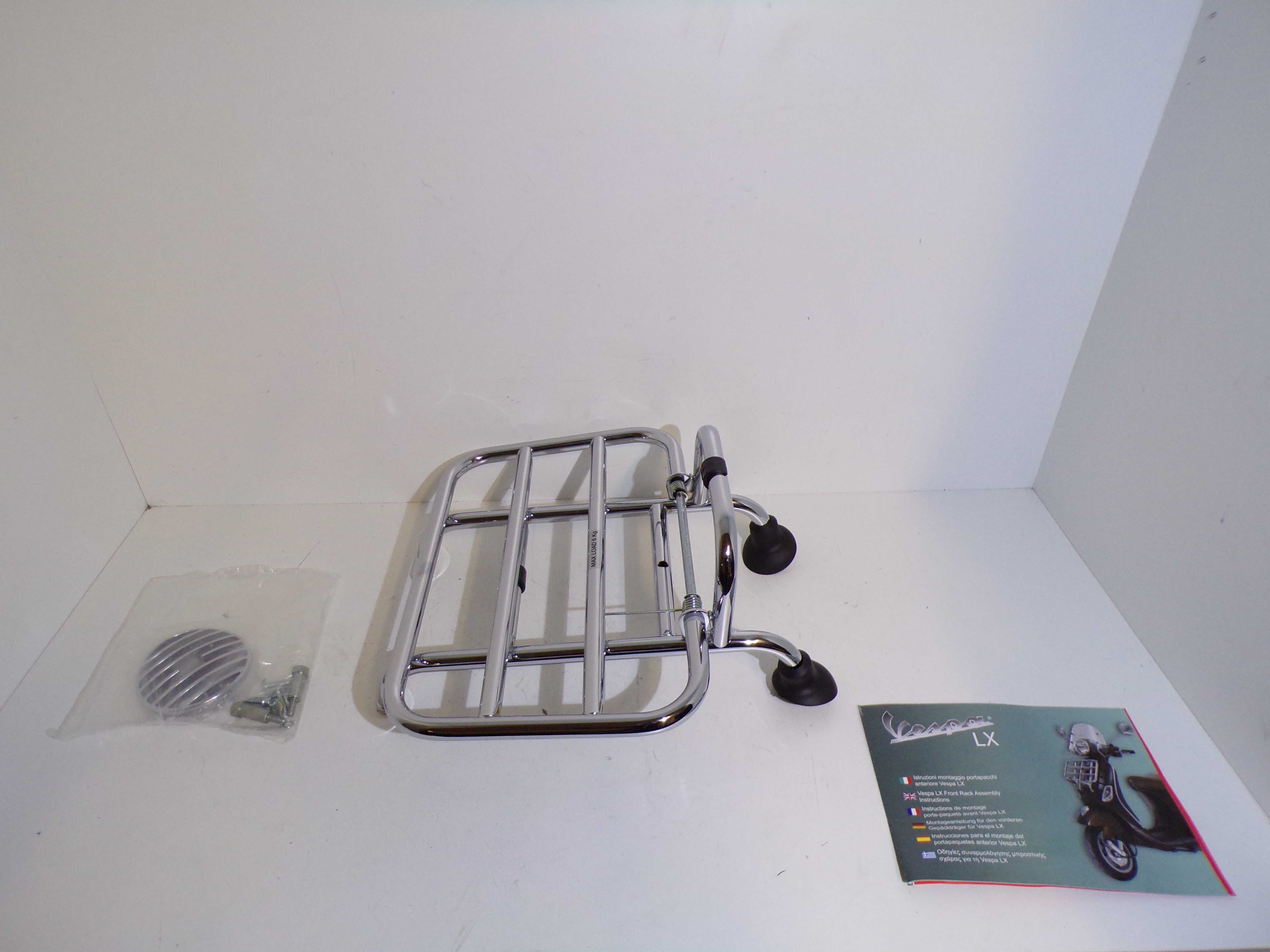 Bagażnik Chrom przód Oryginał z Grawerem Vespa LX 50/125cc OEM.