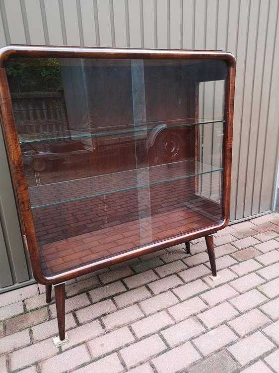 Witryna Biblioteka ART-DECO Orzech Zgrabna Stara Antyk Po Renowacji.