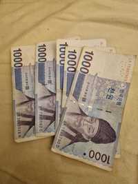 Banknoty Koreańskie Wony, waluta Korea Płd