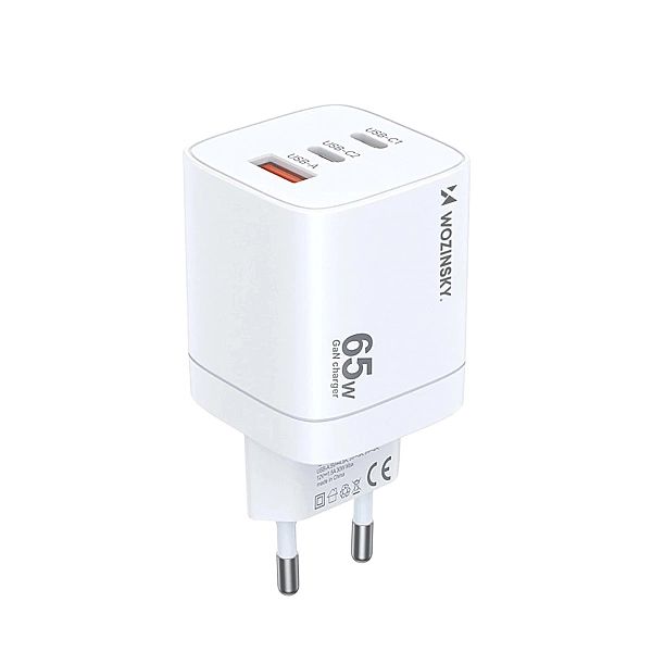 Ładowarka sieciowa GaN Wozinsky CGWCW 65W USB-A / 2 x USB-C - biała