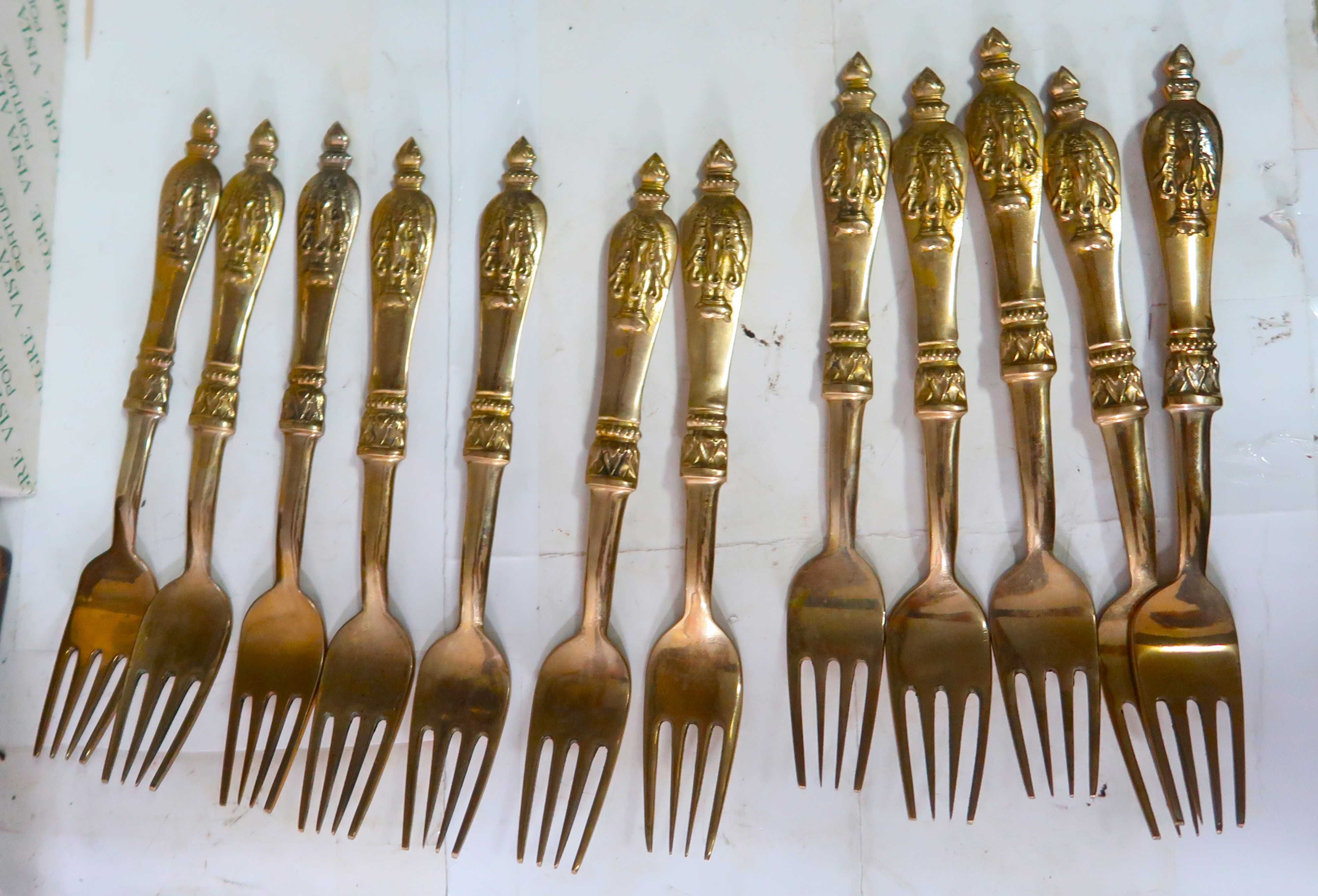 Faqueiro antigo Tailandês Bronze maciço dourado -  Elephant Flatware