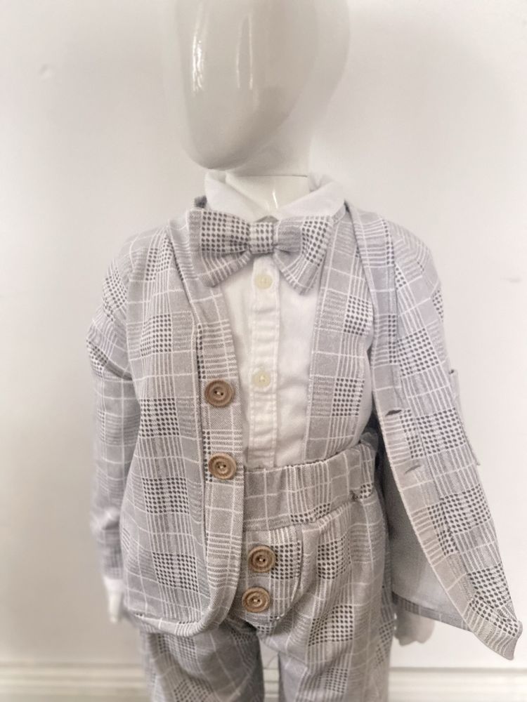 Elegancki garnitur w kratę rozmiar 86cm