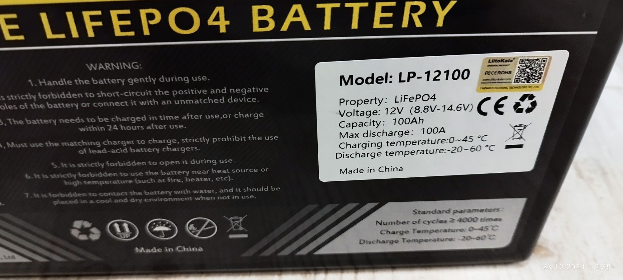 Nowy akumulator Lifepo4 100AH z BMS + oryginalna ładowarka Polecam !!
