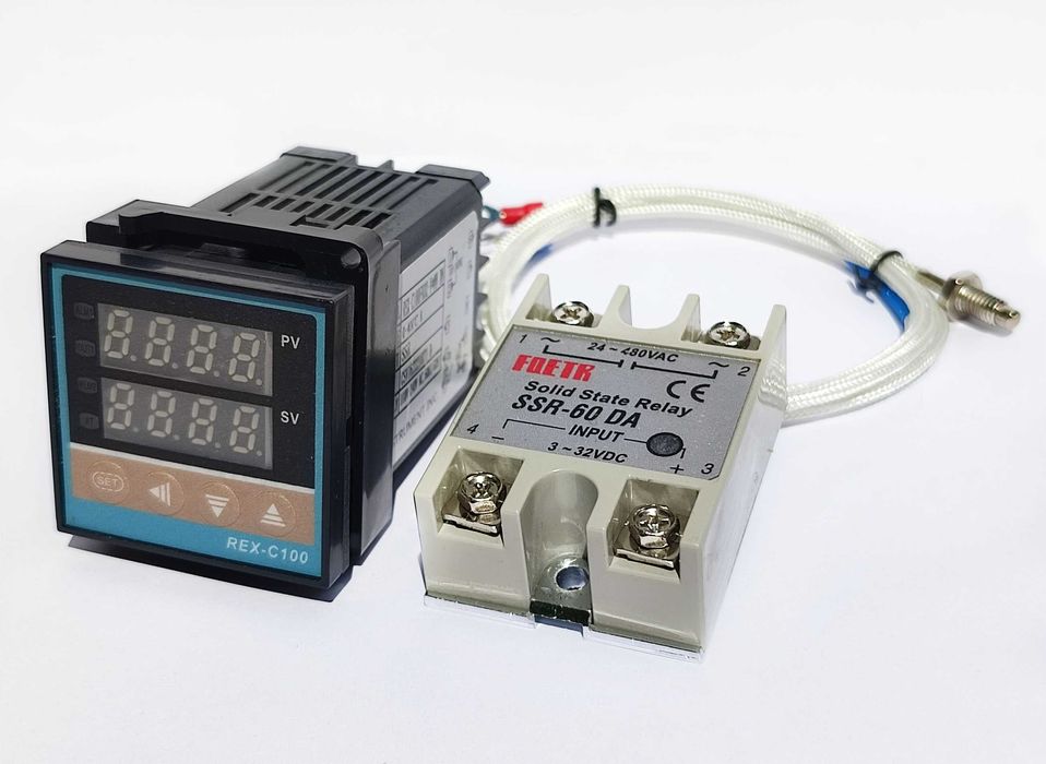 Терморегулятор в комплекті з термопарою та твердотілим реле SSR-60DA