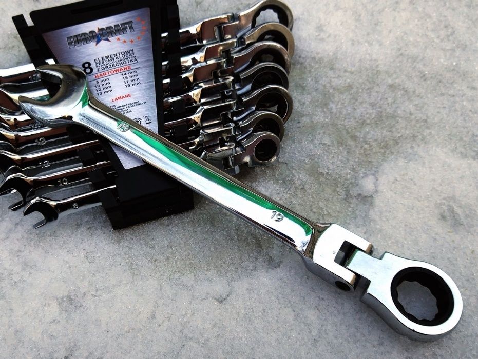 Набор рожково-накидных ключей с трещеткой на кардане 8 шт Euro Craft