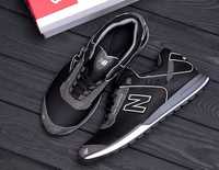 Долговечные мужские кожаные кроссовки nb класик black 002 elite
