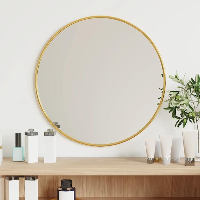 Vidaxl Lustro Ścienne, Złote, Ø 40 Cm, Okrągłe