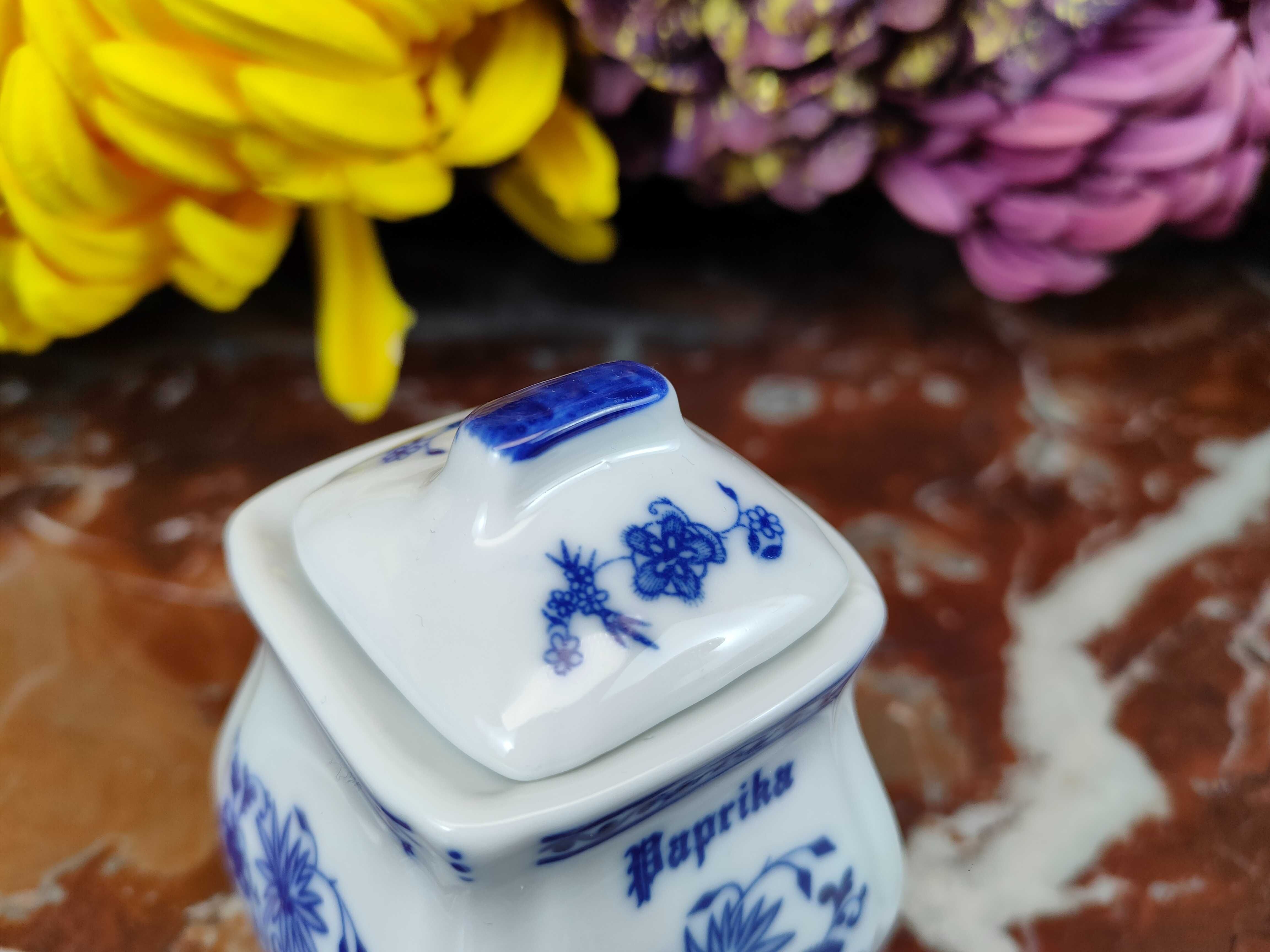 Mały porcelanowy pojemnik - Paprika - Wzór cebulowy - 130ml - Inglasur