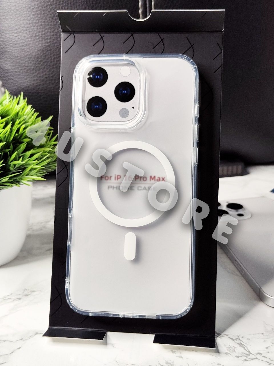 Чехол Fibra Aeris Magsafe на iPhone 15 16 Pro Max прозрачный матовый