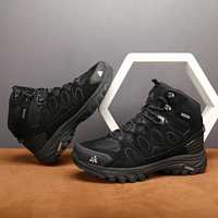 Новые мужские трекинговые ботинки Hikeup (замша, черные, еврозима).