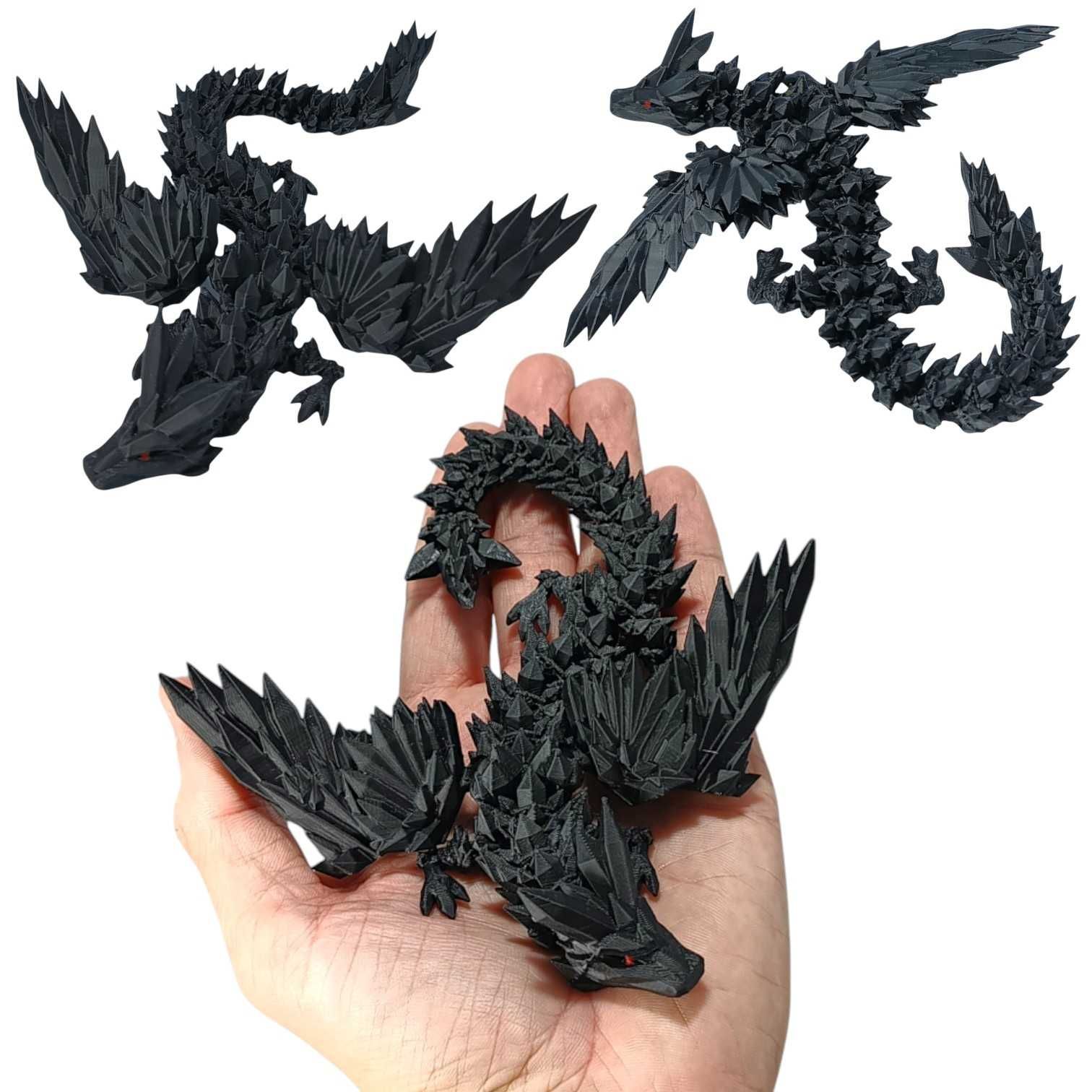 Kryształowy Smok ze Skrzydłami Mini, 23cm, Figurka Przegubowa,19A4S