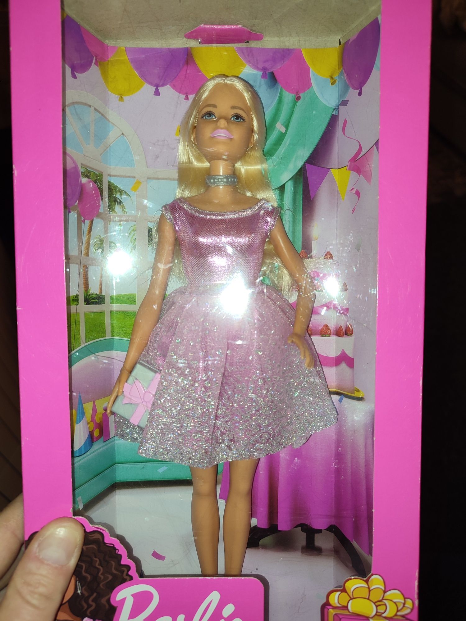 Barbie Lalka urodzinowa w brokatowej sukience NOWA