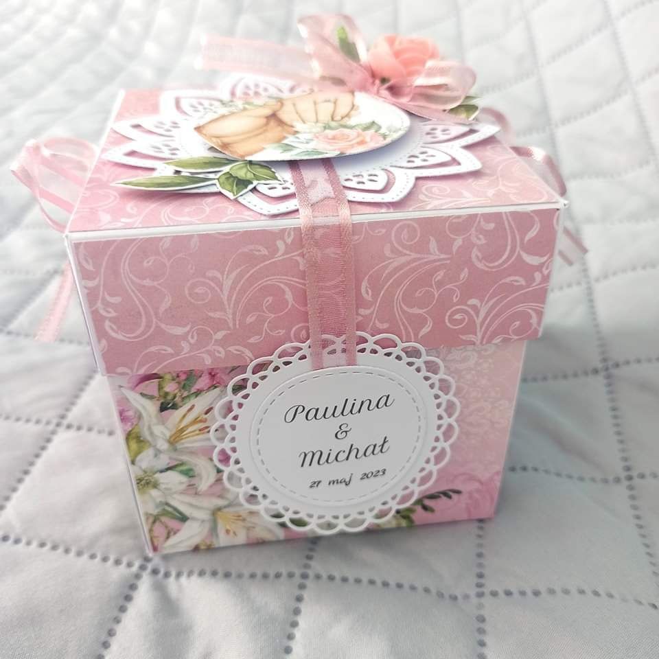 Exploding box pamiątka na ślub chrzest urodziny