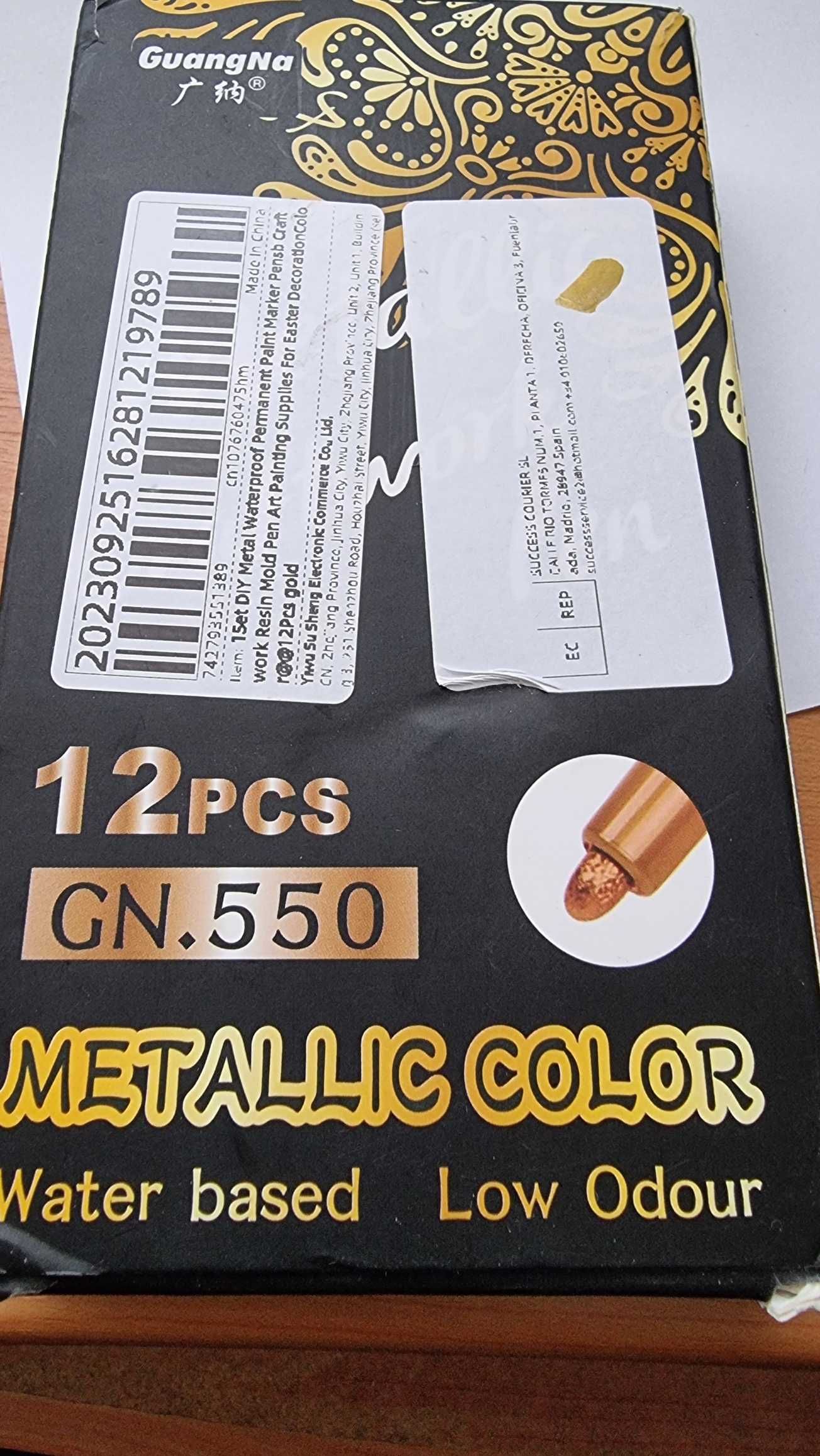 Marker pisak flamaster 12szt permanent metalizowany miedź