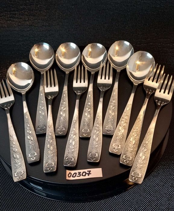 Zestaw sztućców posrebrzanych ZSRR  12 szt komplet łyżek i widelców
