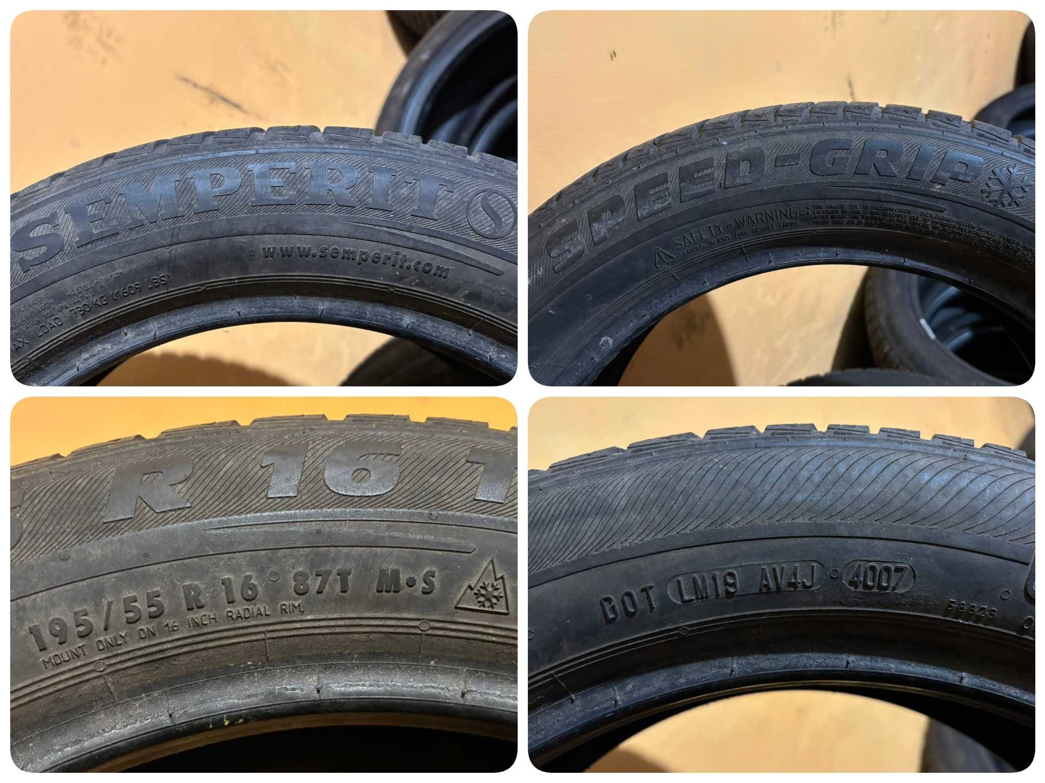 2X Opony Zimowe 195/55R16 87T SEMPERIT SPEED-GRIP M+S 5.6MM Spr. Całe!