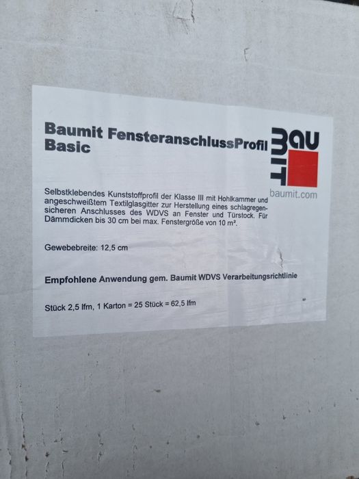 Profil przyokienna  do okien Baumit Basic