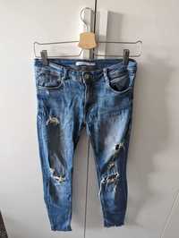 Zara jeansy dżinsy rurki skinny dziury dziurawe przetarcia S 36 M 38