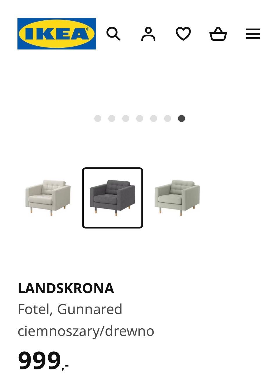 Fotel Ikea LANDSKRONA
Fotel, Gunnared ciemnoszary/drewno jak Nowy