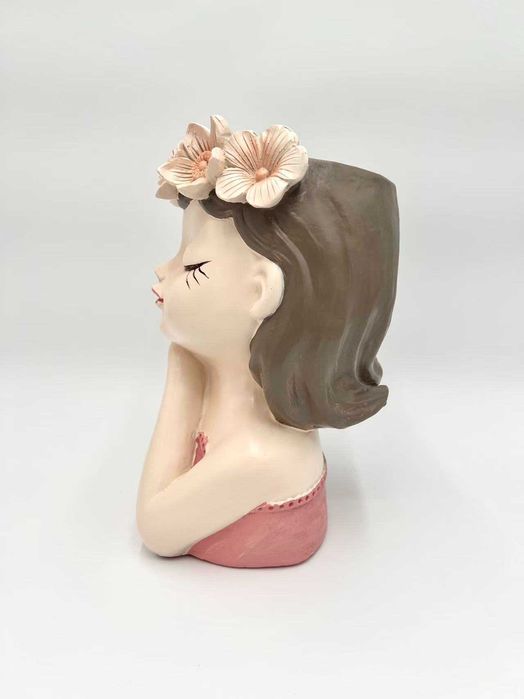 Duża doniczka 27 cm figurka dziewczynki z żywicy dekoracyjna osłonka