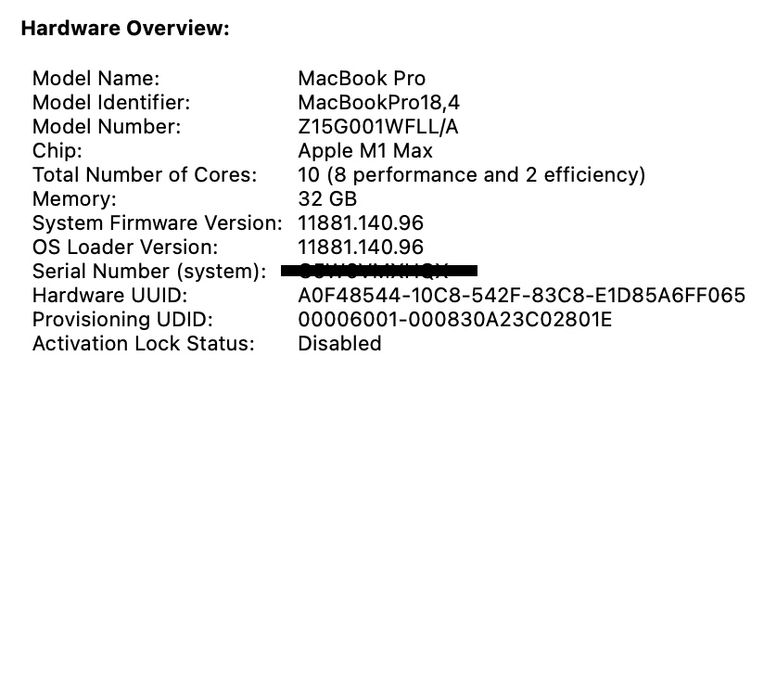 MacBook Pro 14 2021 32-Core GPU M1 Max 32GB 512Gb