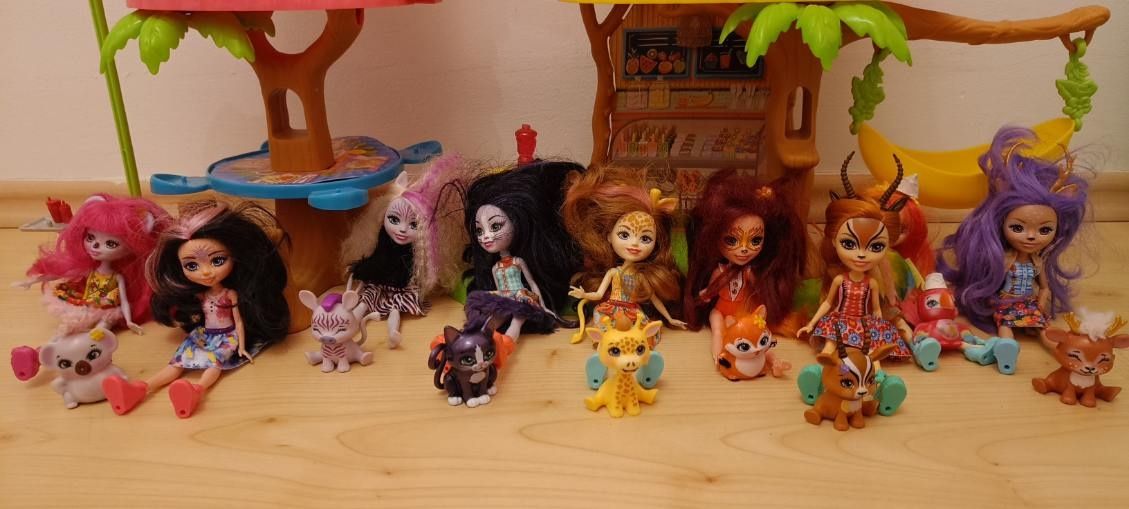Enchantimals Tropikalna Kawiarenka. 9 lalek, 8 zwierzątek  ZESTAW..