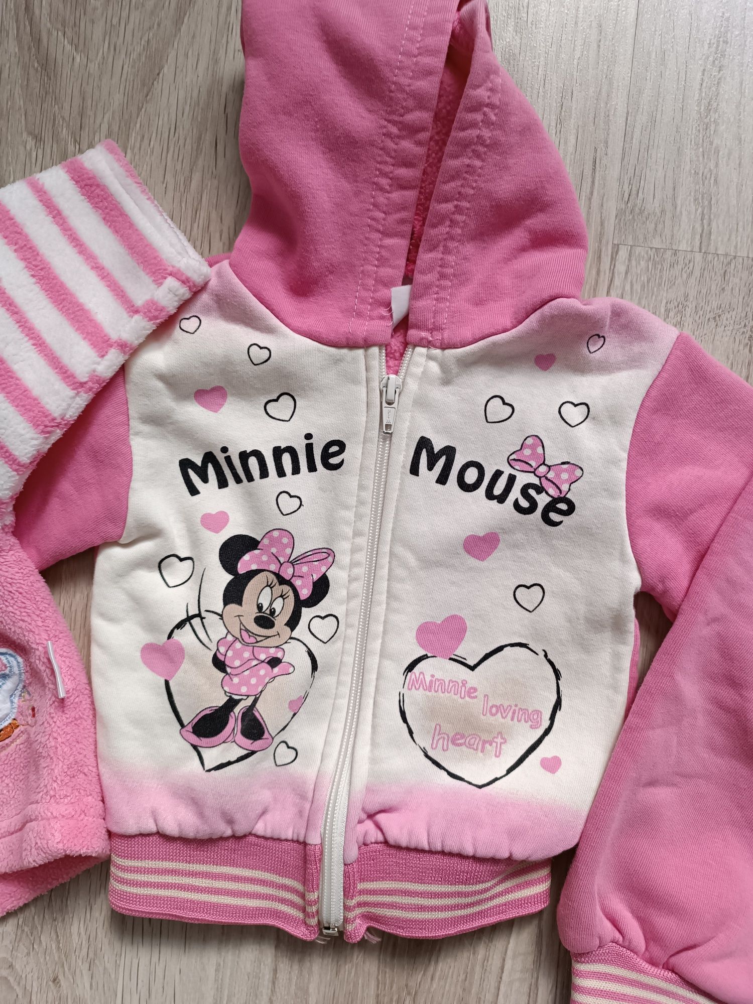 Różowy dres myszka Minnie i bluza polarowa 86