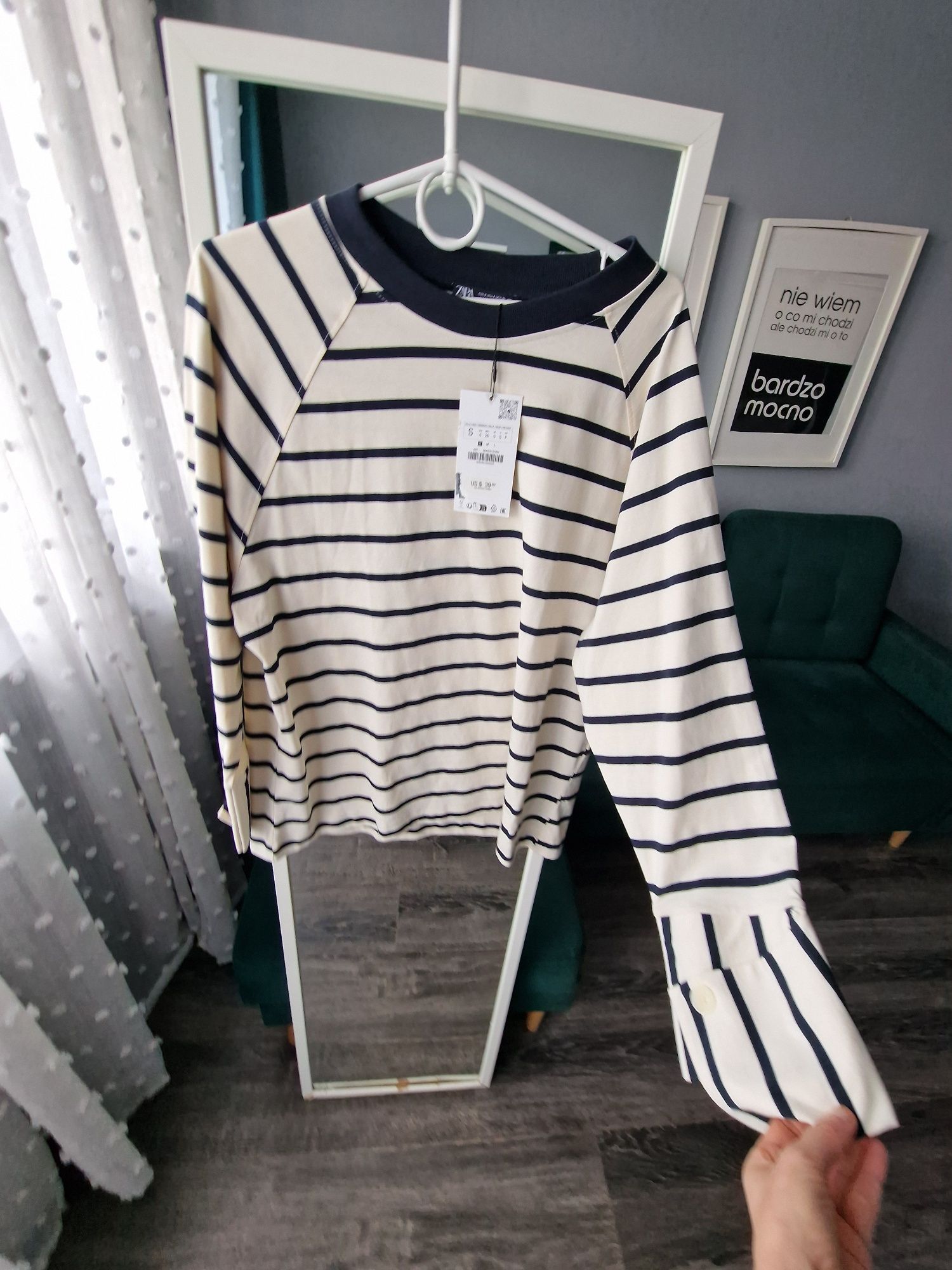 Zara bluza w paski z mankietami nowa oversize  cudo