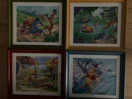 Kubuś Puchatek 4 obrazki na ścianę do pokoju dzieci na 4 pory roku