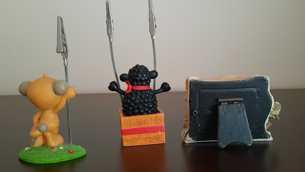 Figurki ceramiczne - zestaw 3 sztuk ze spinaczami na zdjęcia