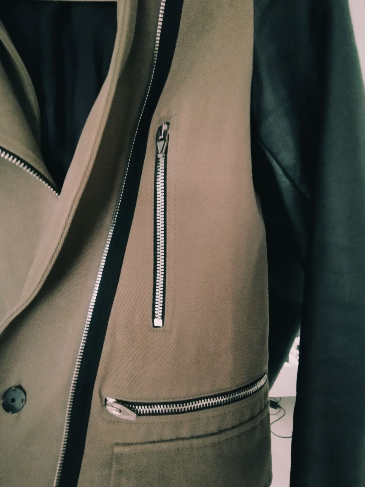 Kurtka parka, Zara, s, oliwkowa, khaki 100% cotton