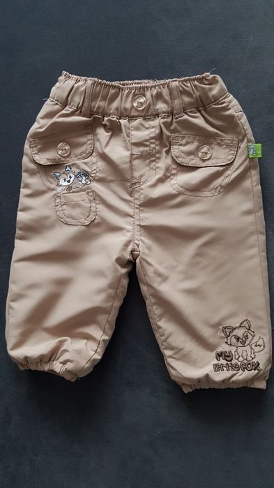 Ciepłe spodnie wiosenne na gumce z polarkiem r.68