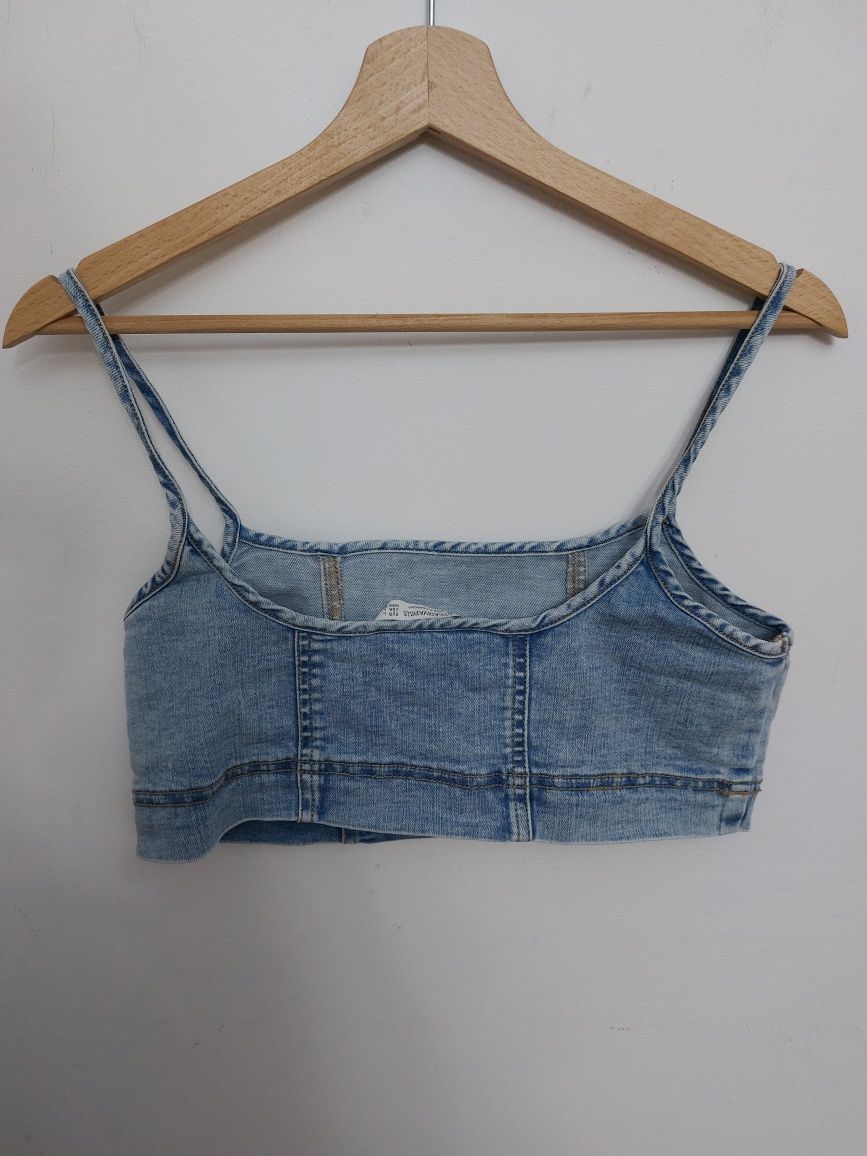Nowy crop top jeansowy dżins Stradivarius stanik L