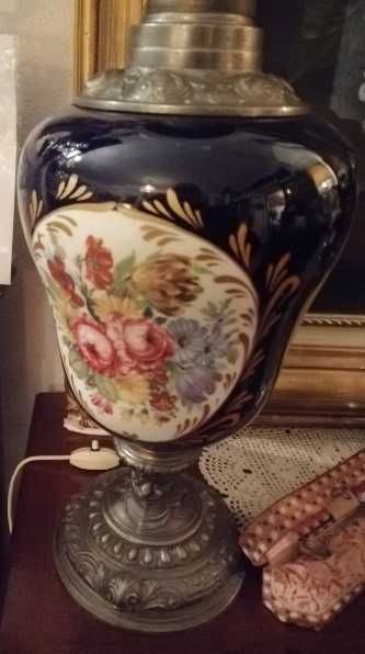 Candeeiro mesa em porcelana, base em bronze - anos 50