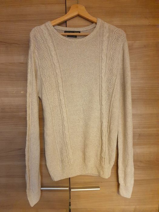 Kremowo beżowy sweter męski Zara, r. XL
