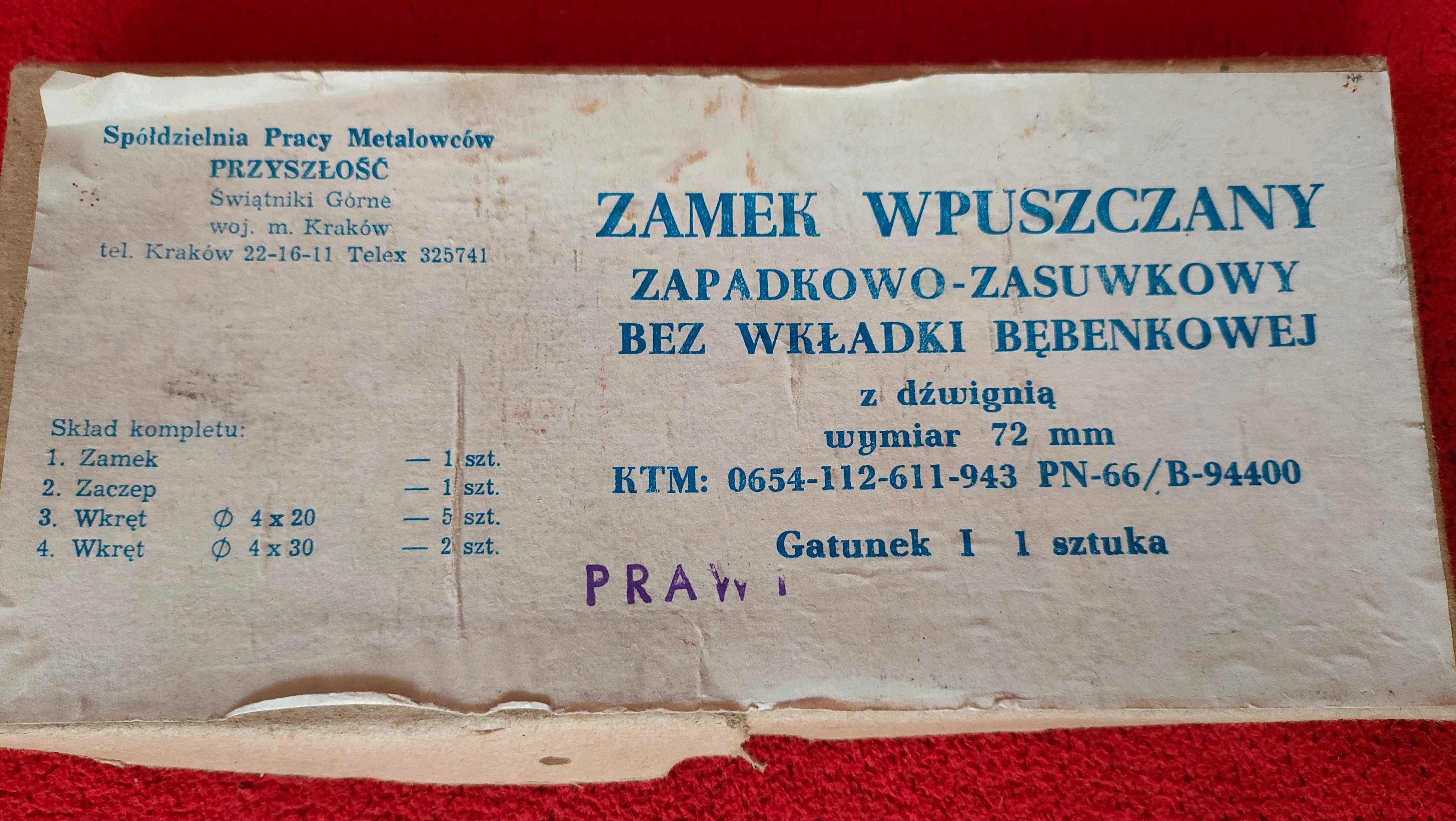 Zamek do drzwi wpuszczany zapadkowo-zasuwkowy PRAWY