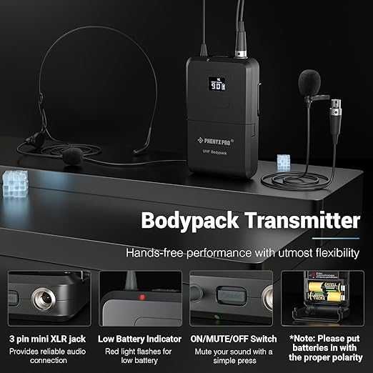 PHENYX PRO PTU 71AB System mikrofonów bezprzewodowych, bodypack