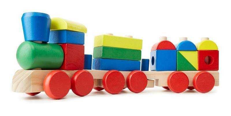 Drewniany kolorowy pociag układanka Melissa I Doug