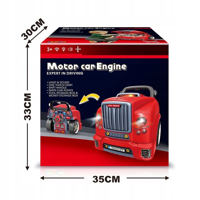 Warsztat małego mechanika ciężarówka czerwona zestaw do zabawy