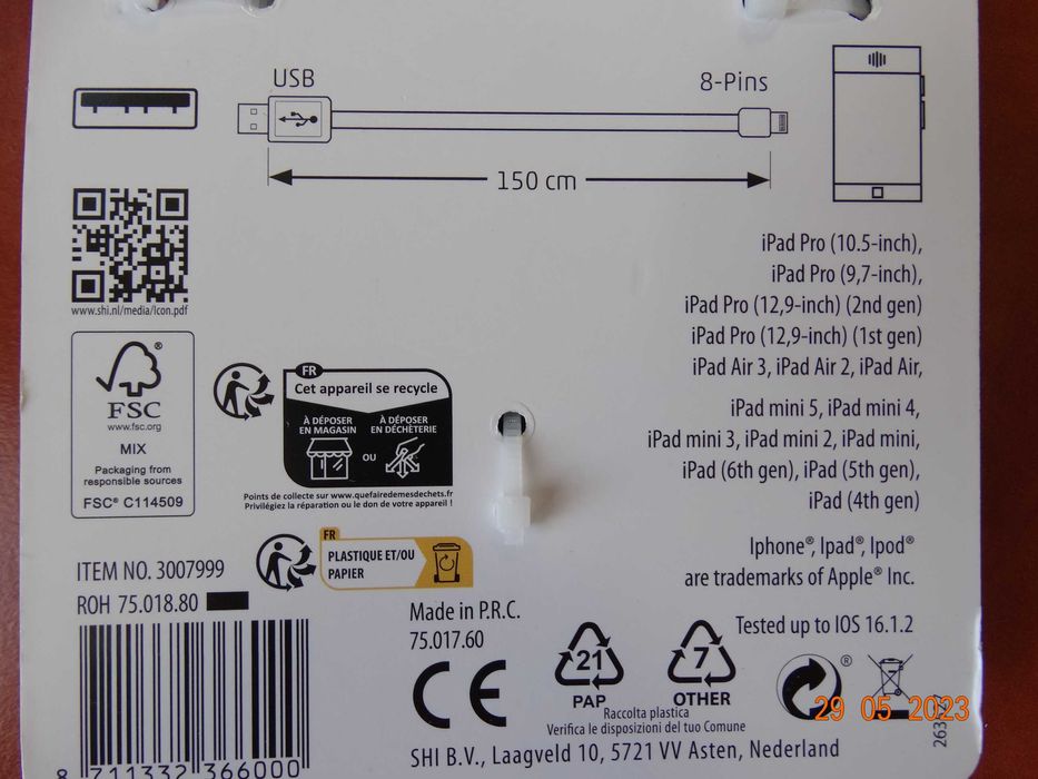 Kabel USB typ C do ładowania przesyłania danych dlugi 1,5m do telefonu