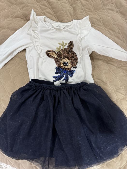 Костюм сукня H&M 6, 7, 8 років святковий новорічний з оленем паєтки