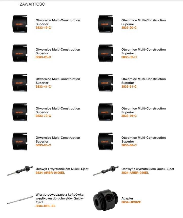 Zestaw otwornic węglikowych BAHCO  - 14 elementów 3833-SET-201
