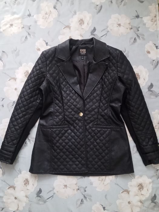 River Island pikowana skórzana marynarka żakiet kurtka