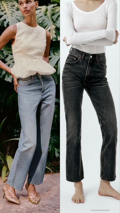 Джинси zara straight 36 38 сині сірі