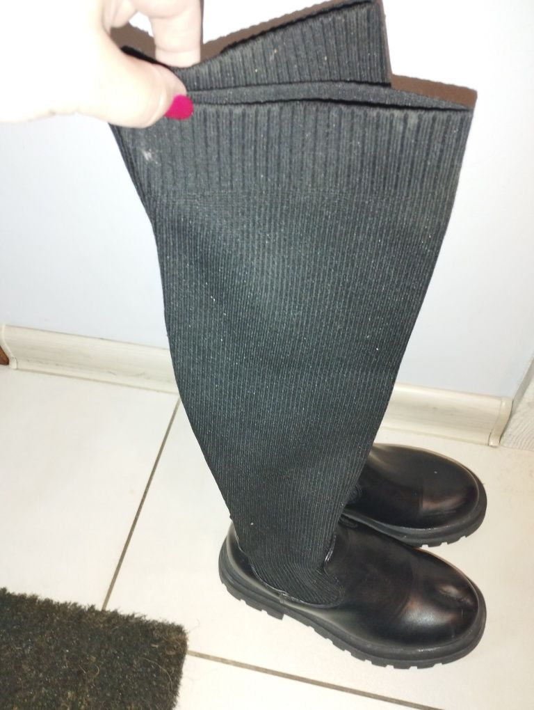 Buty kozaki czarne dziewczęce r.32