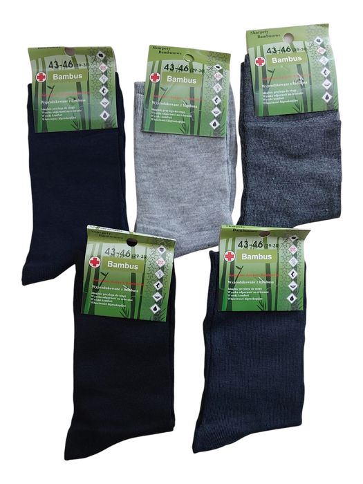 Komplet 5 par skarpety męskie bambusowe