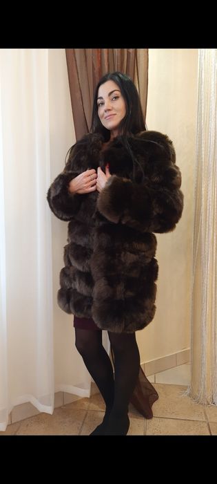 Меховая ЭКО шубка шоколад XS S M