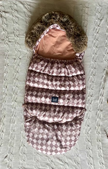 Śpiworek do wózka Lamillou Combo - PRINCESS CHESSBOARD, Powder Pink